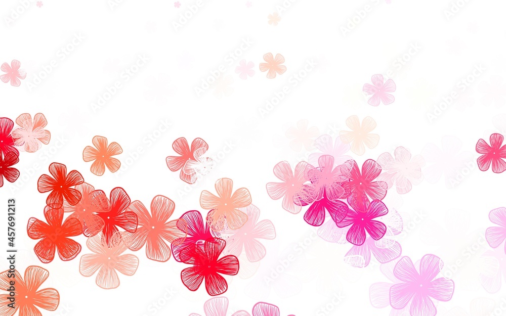 Light Pink, Red vector doodle texture with flowers.