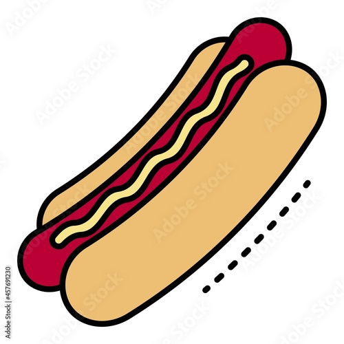 Fresh hot dog icon. Outline fresh hot dog vector icon color flat isolated