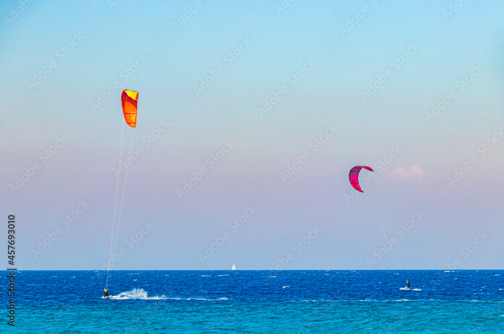 Relax windsurfing vacation and turquoise waters Kremasti beach Rhodes Greece. Relax windsurfing vacation and turquoise waters Kremasti beach Rhodes Greece.