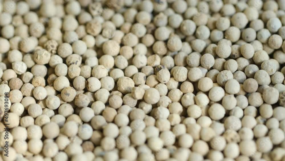 Close-up video of a slowly rotating white pepper Close-up video of a slowly rotating white pepper