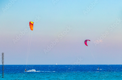 Relax windsurfing vacation and turquoise waters Kremasti beach Rhodes Greece.