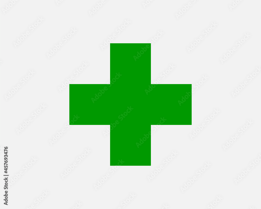 Green plus sign. Vector icon. Cross symbol of safety guidance. Green plus sign. Vector icon. Cross symbol of safety guidance.