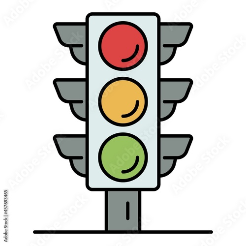 Crosswalk traffic lights icon. Outline crosswalk traffic lights vector icon color flat isolated