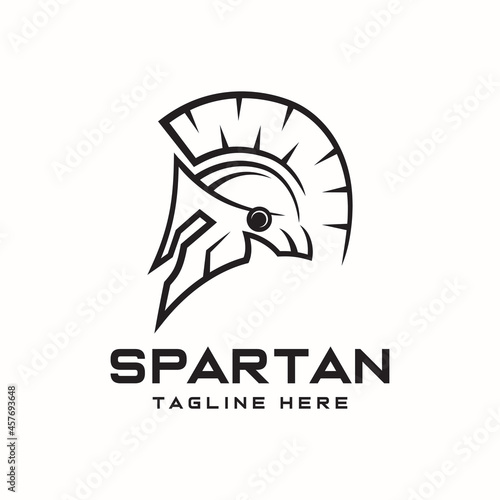 Simple line Spartan helmet logo design