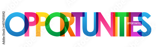 OPPORTUNITIES colorful vector typography banner on white background