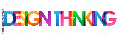 DESIGN THINKING colorful vector typography banner on white background