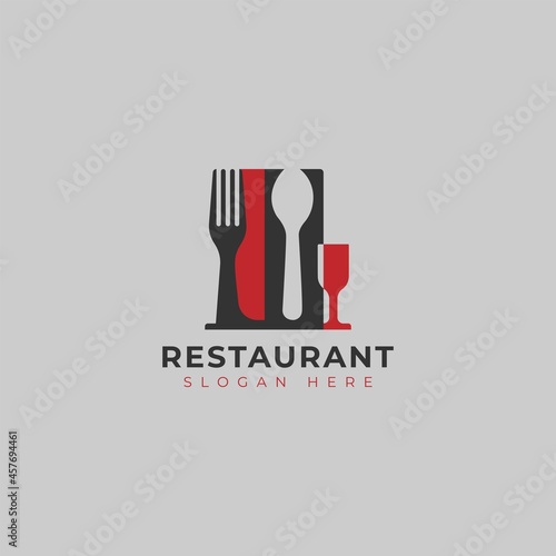 spoon, fork, knife, wine glass simple logo for restaurant