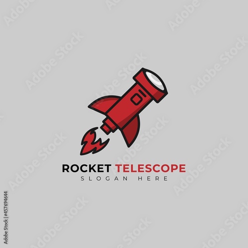 logo telescope with rocket, can be used as logo or brand