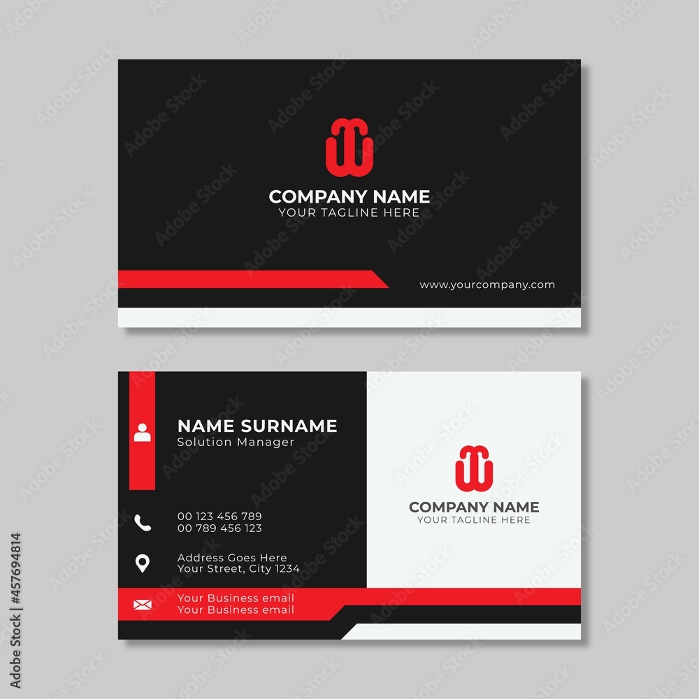 elegant red and black business card modern design vector elegant red and black business card modern design vector