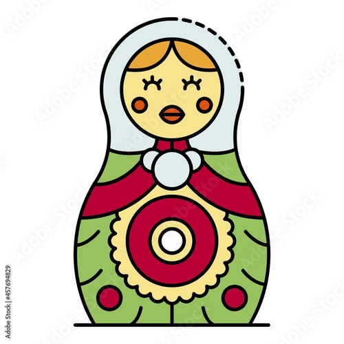 Nesting doll icon. Outline nesting doll vector icon color flat isolated
