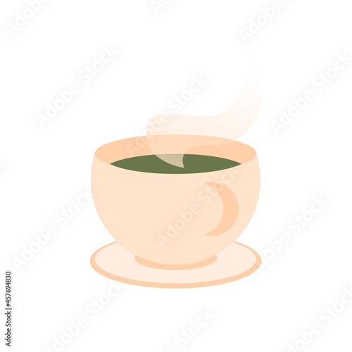 a cup of green tea with smoke