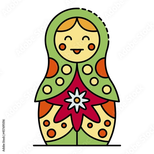 Retro nesting girl icon. Outline retro nesting girl vector icon color flat isolated