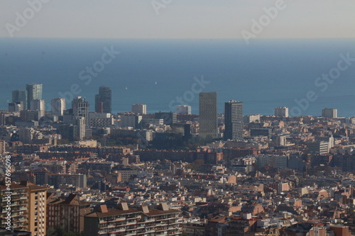 city       barcelona spain panoramic view 12 august 2019