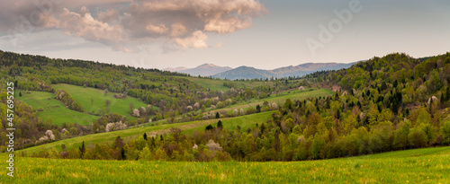 A view of the non-existent villages of Tyskowa and Radziejowa  the Bieszczady Mountains