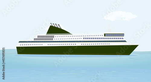 Big boat in sea. vector