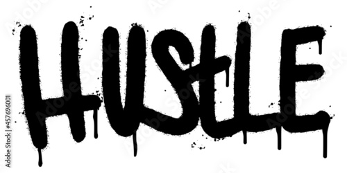 graffiti hustle word sprayed isolated on white background. Sprayed hustle font graffiti. vector illustration.