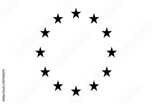 EU logo. European flag icon. Black European stars isolated on a white background. Euro  community  economy icons. Vector
