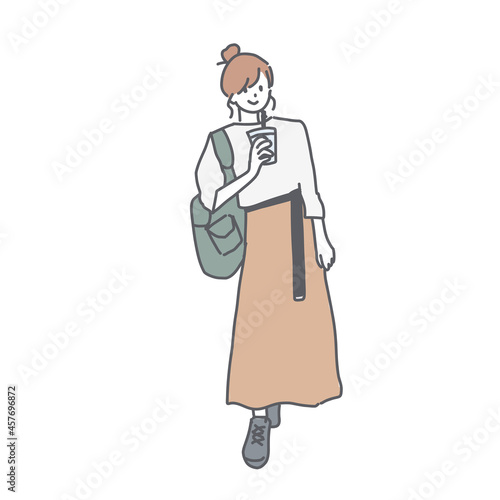 Fashion illustration_young woman_long skirt