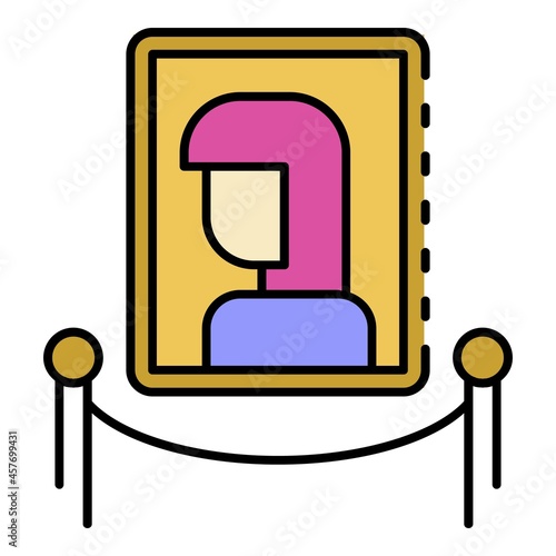 Museum woman picture icon. Outline museum woman picture vector icon color flat isolated