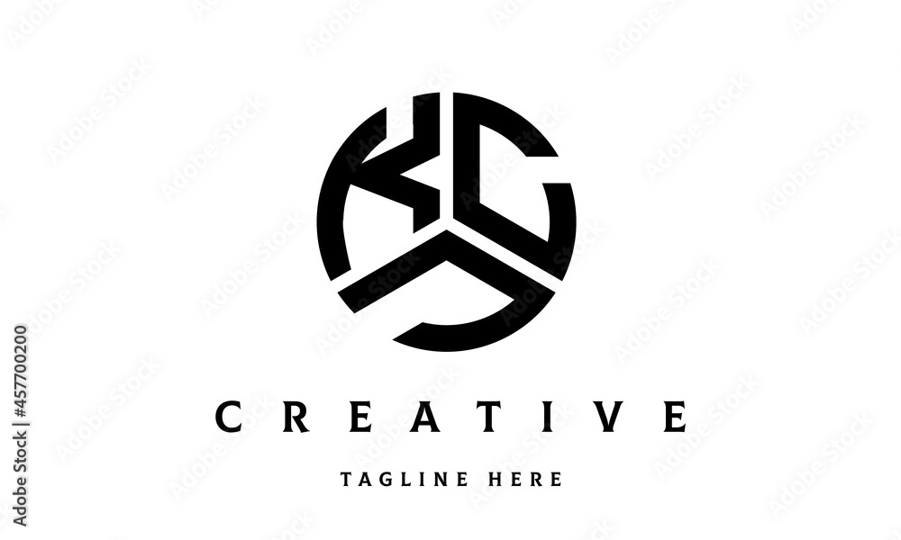 KCJ creative circle three letter logo KCJ creative circle three letter logo