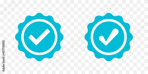 Profile verification check marks icons. Profile verification icons. Set of blue check mark badge icons. Vector illustration. EPS 10
