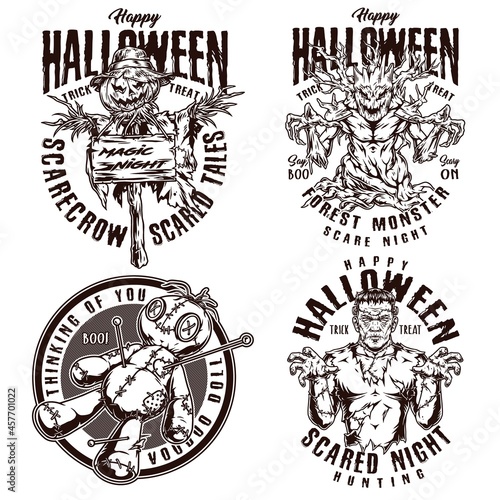 Halloween vintage monochrome designs