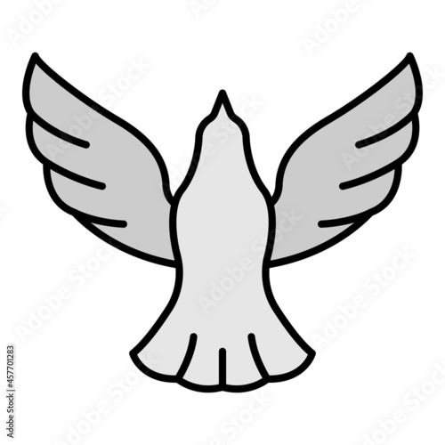 Dove icon. Outline dove vector icon color flat isolated