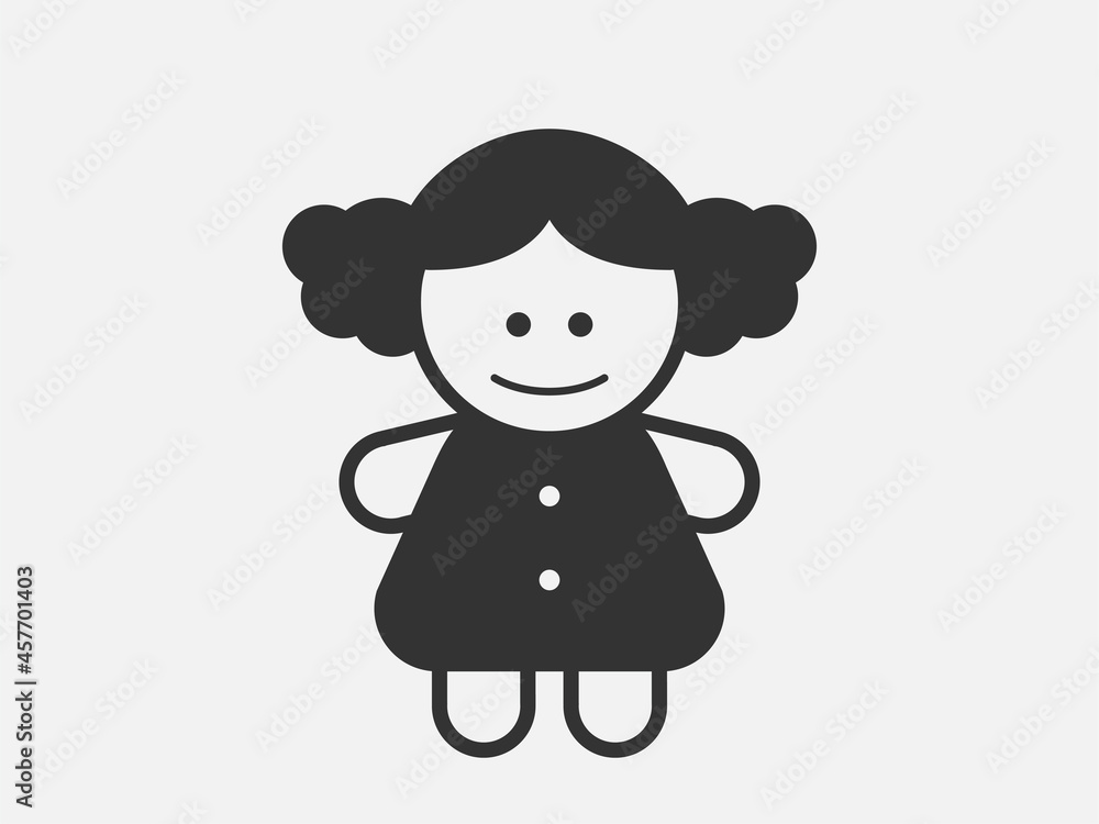 Doll toy icon on white background. Line style vector illustration. Doll toy icon on white background. Line style vector illustration.