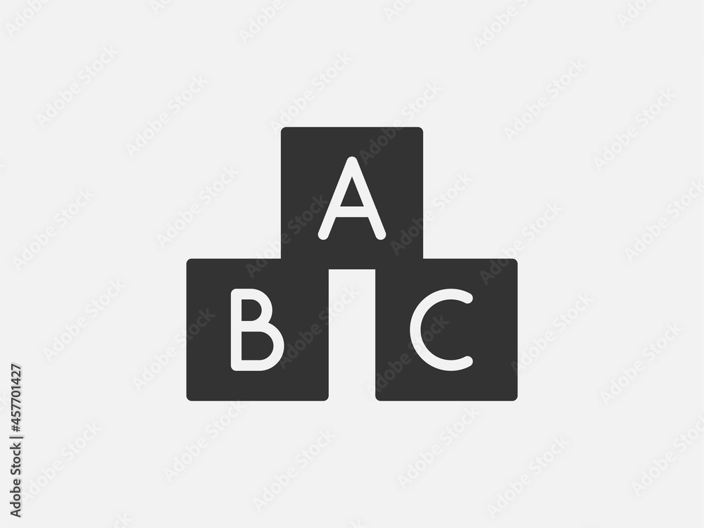 Education alphabet cubes toy icon on white background. vector illustration. Education alphabet cubes toy icon on white background. vector illustration.
