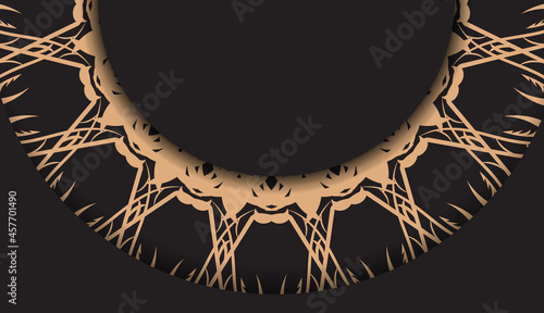 Greeting flyer template in black with brown greek ornaments