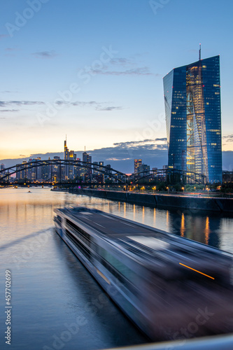 Frankfurt Skyline and ECB Tower at blue hour 1 photo