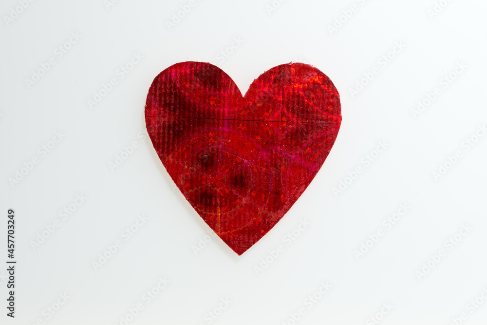 red heart on white