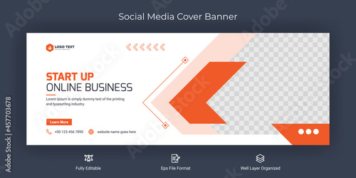 Creative corporate business marketing social media Facebook cover banner post template	
