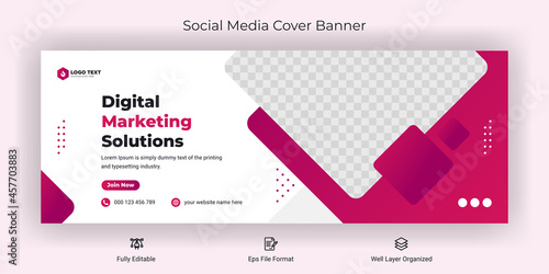 Creative corporate business marketing social media Facebook cover banner post template	
