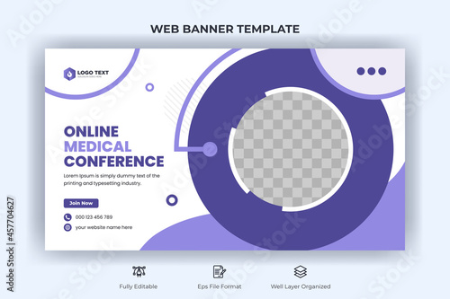 Online medical conference web banner and youtube thumbnail template