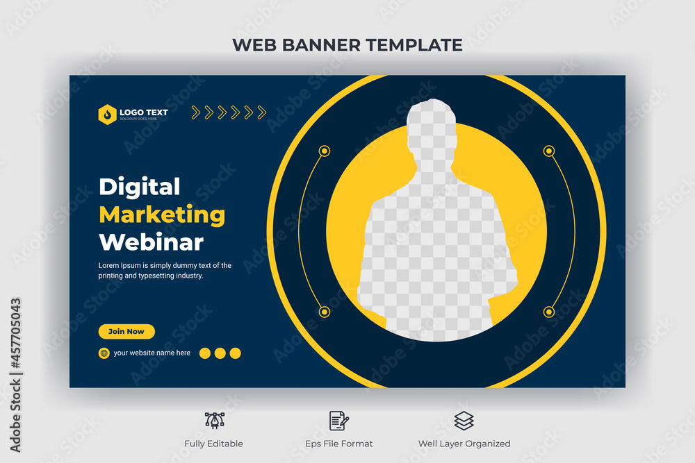 Webinar business conference web banner and youtube thumbnail template