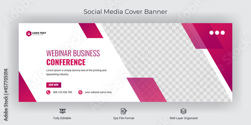 Online marketing webinar facebook cover banner template social media post	