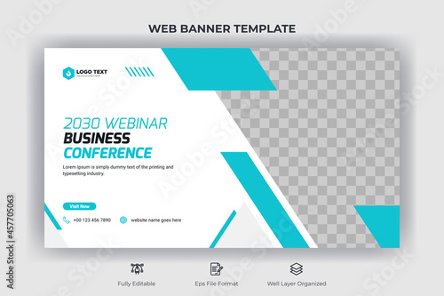 Webinar business conference web banner and youtube thumbnail template