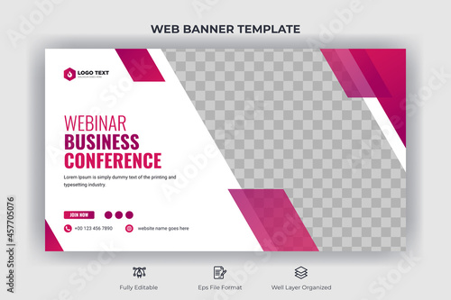 Webinar business conference web banner and youtube thumbnail template