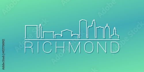 Richmond, VA, USA Skyline Linear Design. Flat City Illustration Minimal Clip Art. Background Gradient Travel Vector Icon.