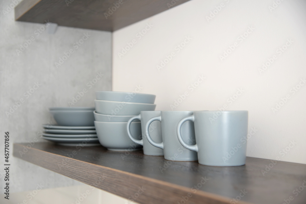 gray cups and plates in the kitchen gray cups and plates in the kitchen