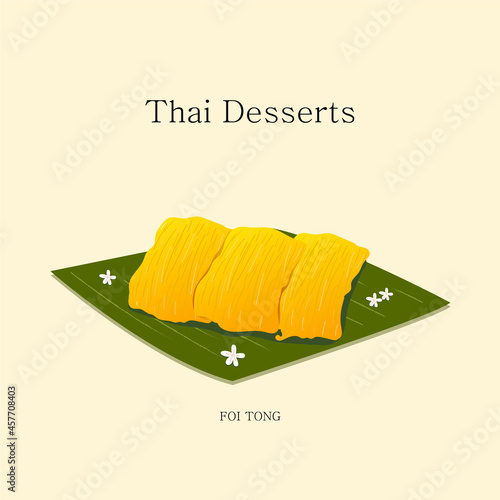 vector illustration Thai dessert Made with coconut and egg yolks and sugar.  vector eps 10 