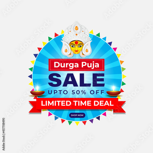 vector illustration for Durga puja sale banner, flyer, poster