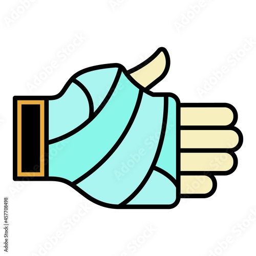 Frostbite hand icon. Outline frostbite hand vector icon color flat isolated