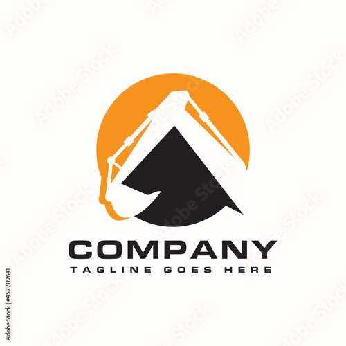 construction excavator machine logo design