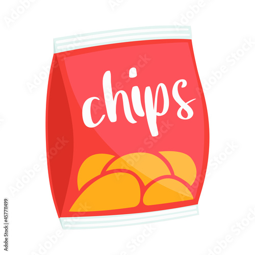 Chips Sign Emoji Icon Illustration. Snack Food Vector Symbol Emoticon Design Clip Art Sign Comic Style.