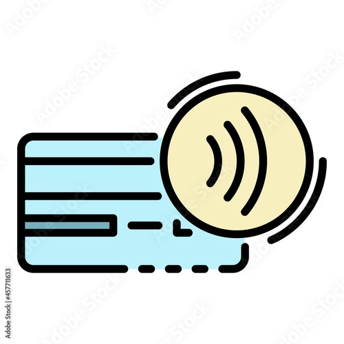 Card nfc icon. Outline card nfc vector icon color flat isolated