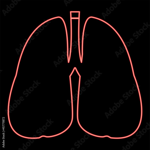 Neon lungs red color vector illustration flat style image