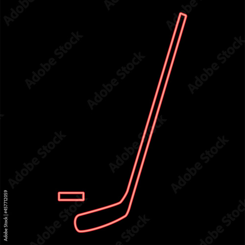 Neon hockey sticks and puck red color vector illustration flat style image photo