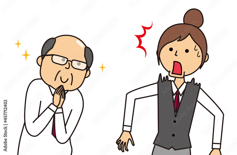 お願いする上司と驚く女性社員 お願いする上司と驚く女性社員